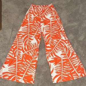 SHEIN Orange and White Wide Leg Pants